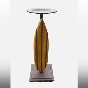 Pacific Coast Lighting Surfboard Pillar Candle Holder Wood Metal Beach Surfer